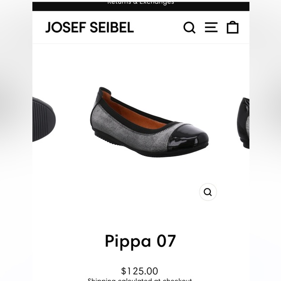 Josef Seibel Shoes Gently Worn Josef Seibel Size 1 Silvergrey Metallic Black Patent Flats